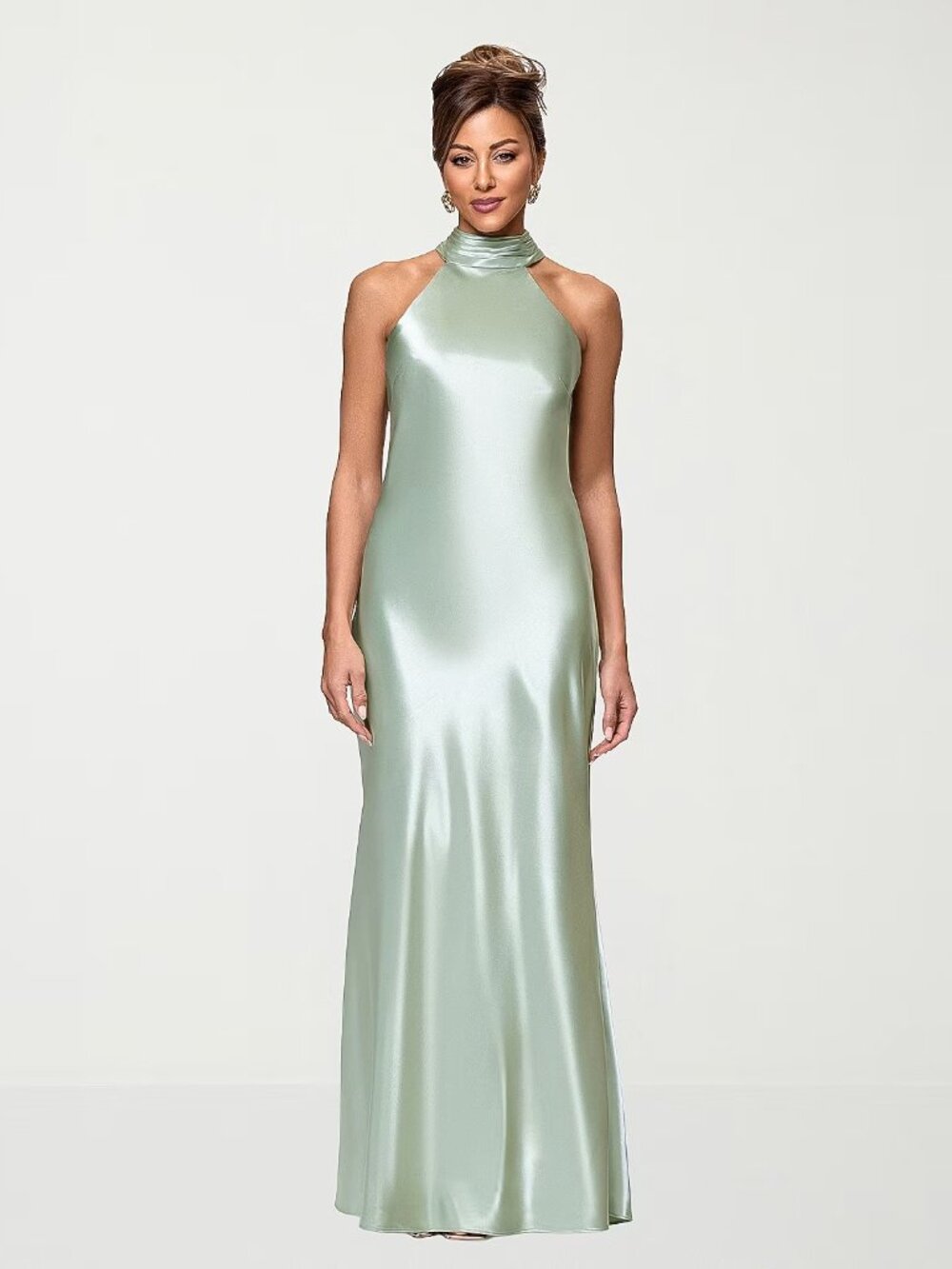 NWT DJ Jaz Womens 8, 10 Sage Halter Neck Sleeveless Satin Evening Gown